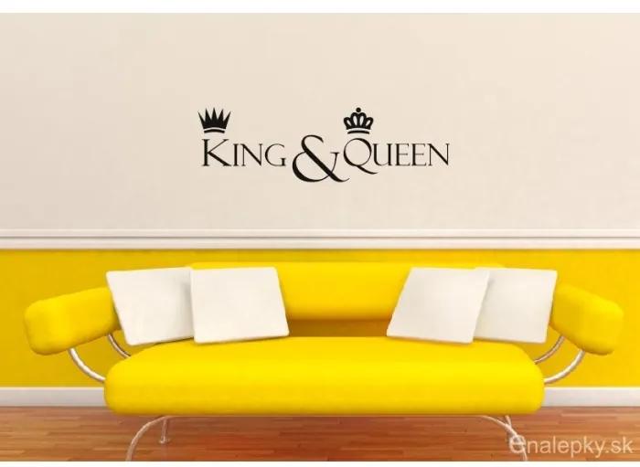 Nálepky na stenu - KING & QUEEN Farba: azúrovo modrá 052