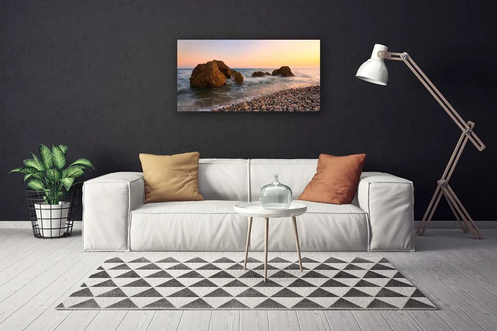 Obraz Canvas Pobrežie more vlny skaly 140x70 cm