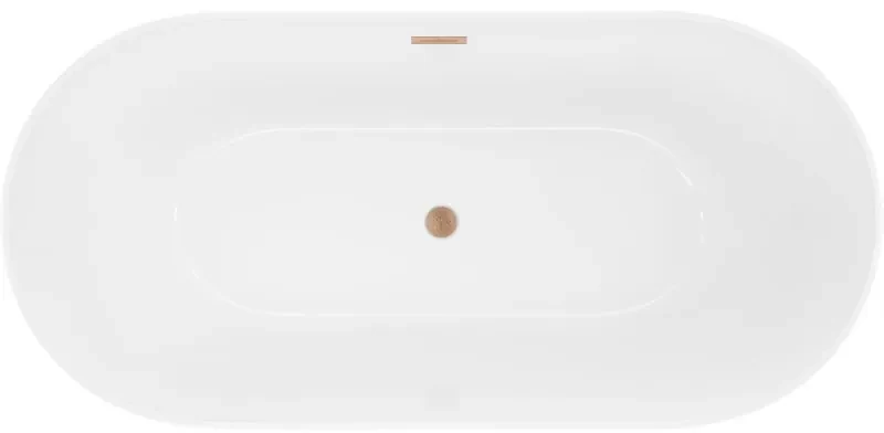 Mexen Luna, Slim voľne stojaca vaňa 170 x 75 cm, biela, medený matný prepad, 52041707500-65