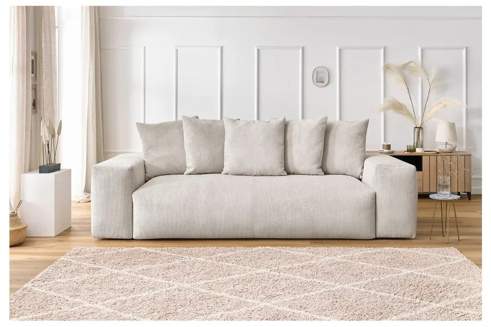 Krémová menčestrová pohovka 280 cm Voltaire – Bobochic Paris