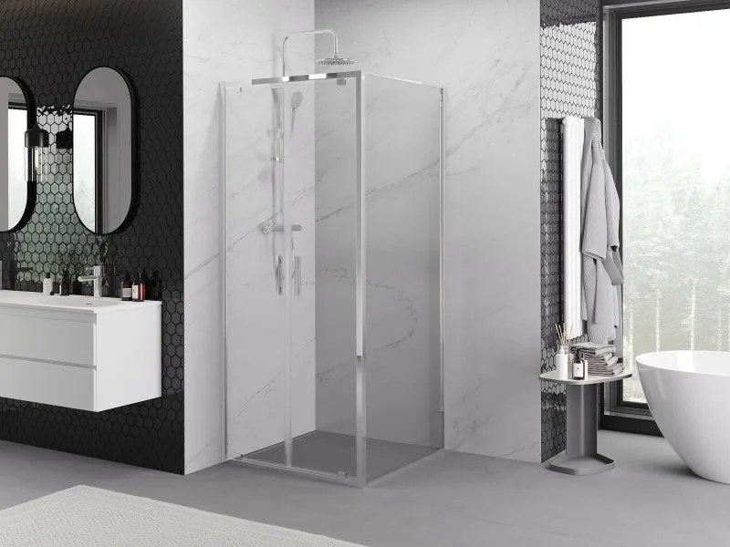 Mexen Exo, sprchovací kút s krídlovými dverami 80 x 80 cm, 6mm číre sklo, chrómový profil, 8182-080-080-01-00