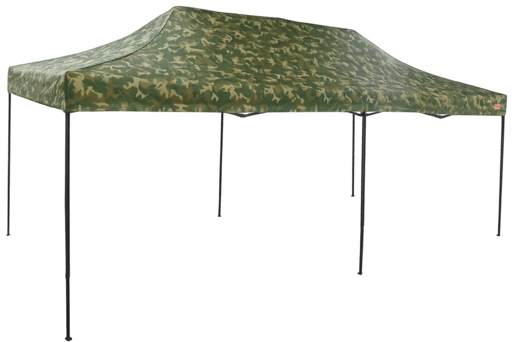 Rýchlorozkladací nožnicový stan 3x6m – oceľový, Bez bočných plachiet, Maskáčová