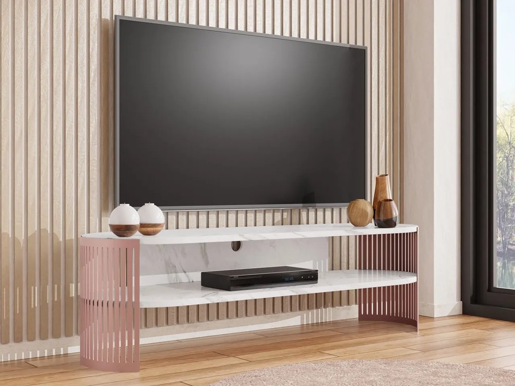 TV stolik/skrinka Zinzit Ember, Farba: medená / mramor
