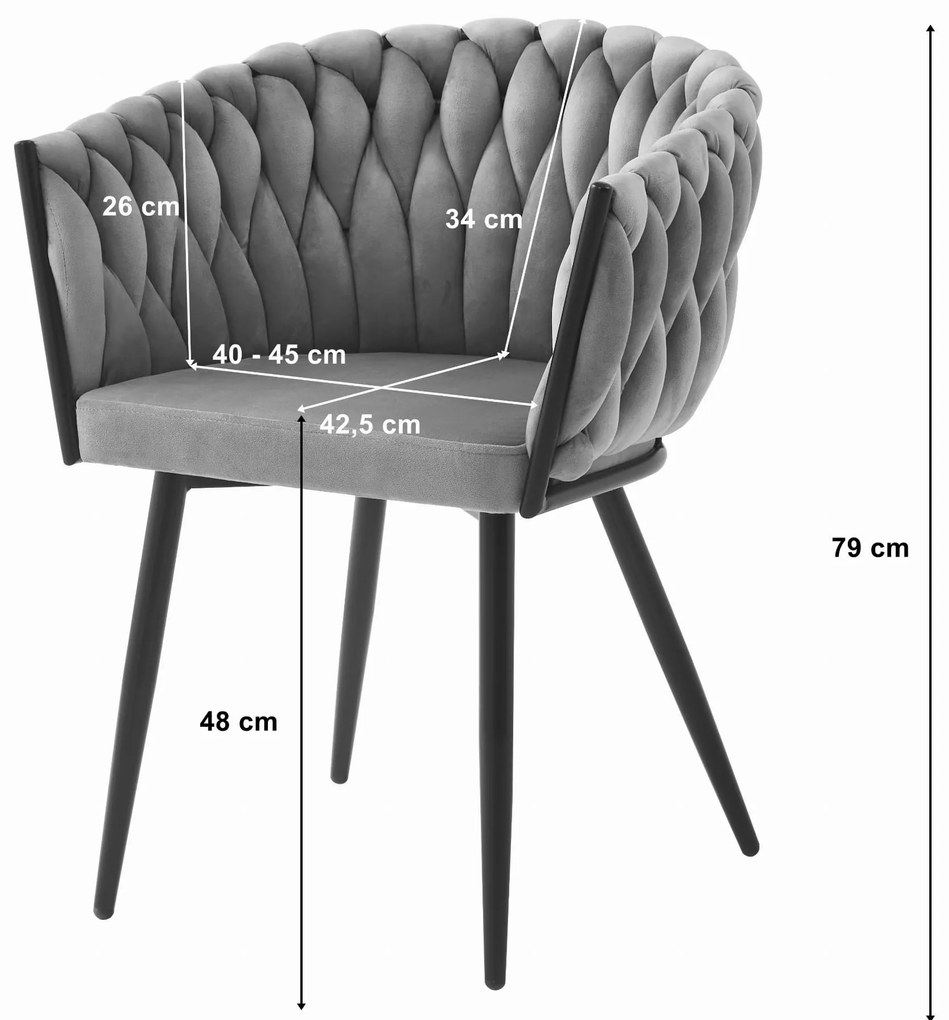 Tmavo ružové jedálenské kreslo ORION VELVET s čiernymi nohami