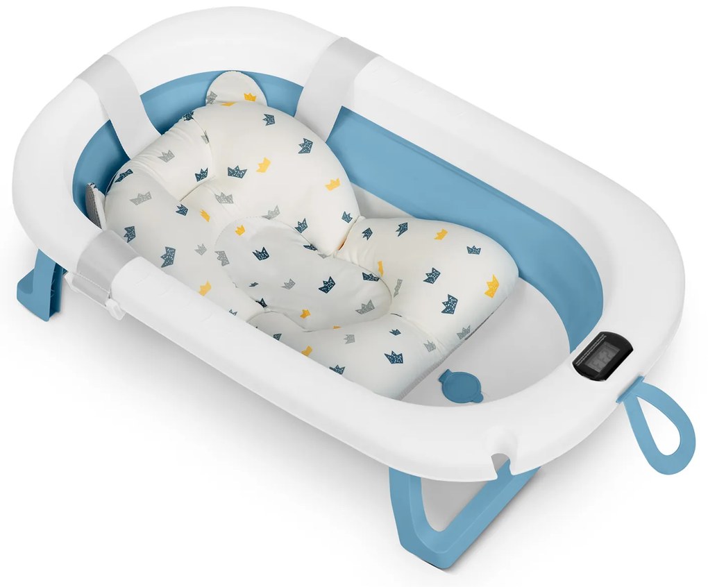 Ricokids Skladacia vanička pre deti, dojčatá s teplomerom a vložkou RK-287 biela a modrá