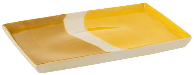 Porcelánový obdĺžnikový tanier Wave v odtieňoch žltej - 26 * 17,5 * 2 cm