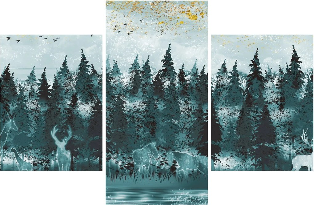Obraz - Zvieratá v lese (90x60 cm)