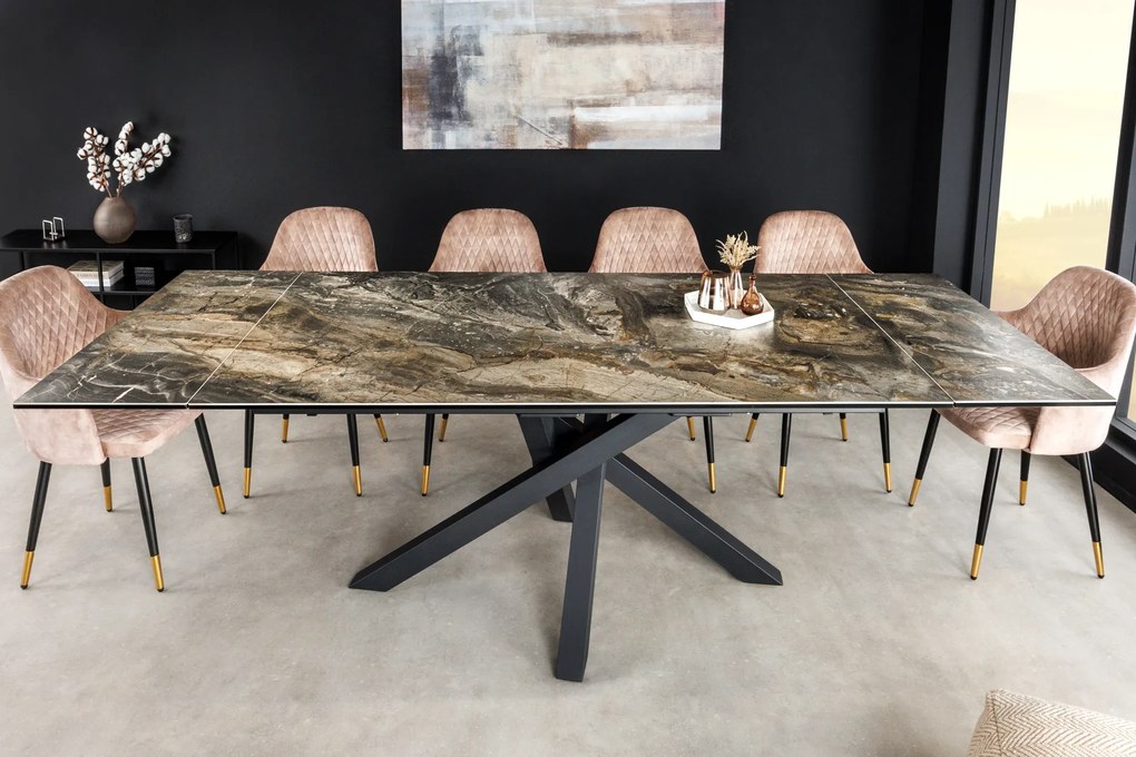Jedálenský stôl Elegancia Keramika taupe 180-220-260 cm Mramor