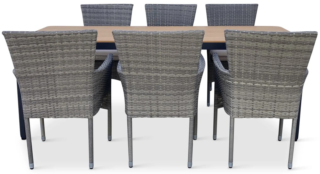 Záhradný jedálenský set Milano + 6x ratanové kreslo Bali PREMIUM