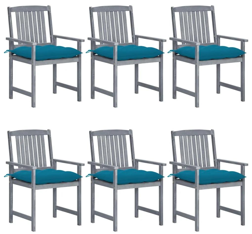 Záhradné stoličky s podložkami 6 ks akáciový masív sivé 3078241