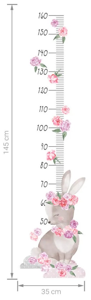 Samolepiaci meter na stenu ZAJČIK do detskej izby RUŽOVÝ