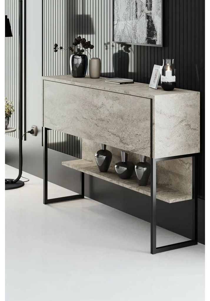 Komoda Luxe Travertine and Black