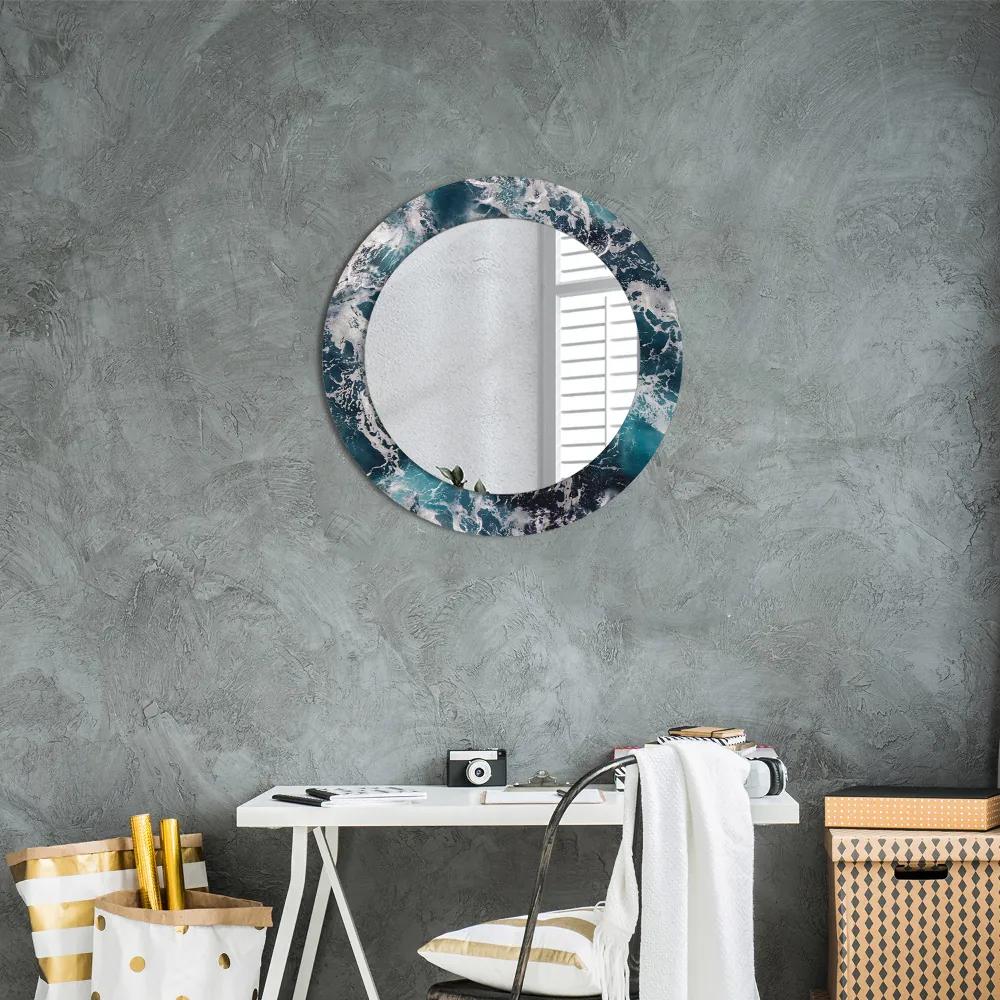 Okrúhle dekoračné zrkadlo s motívom Turbulentné more fi 60 cm