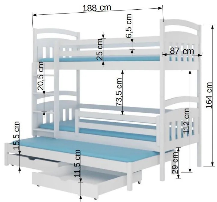 Poschodová detská posteľ 180x80 cm. Akcia -20%. Vlastná spoľahlivá doprava až k Vám domov. 1052264