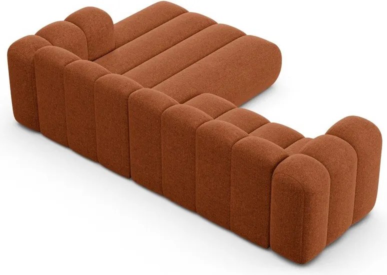 Ženilková rohová pohovka v tehlovej farbe (pravý roh/s leňoškou) Lupine – Micadoni