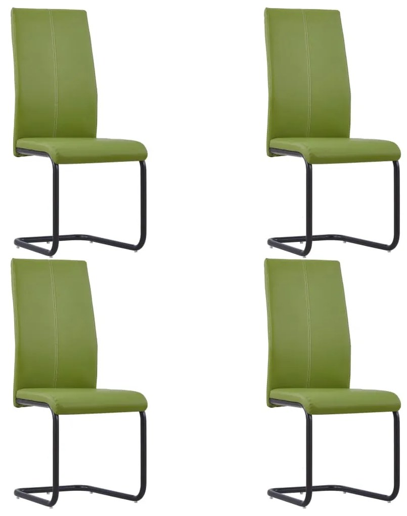 vidaXL Jedálenské stoličky, perová kostra 4 ks, zelené, umelá koža