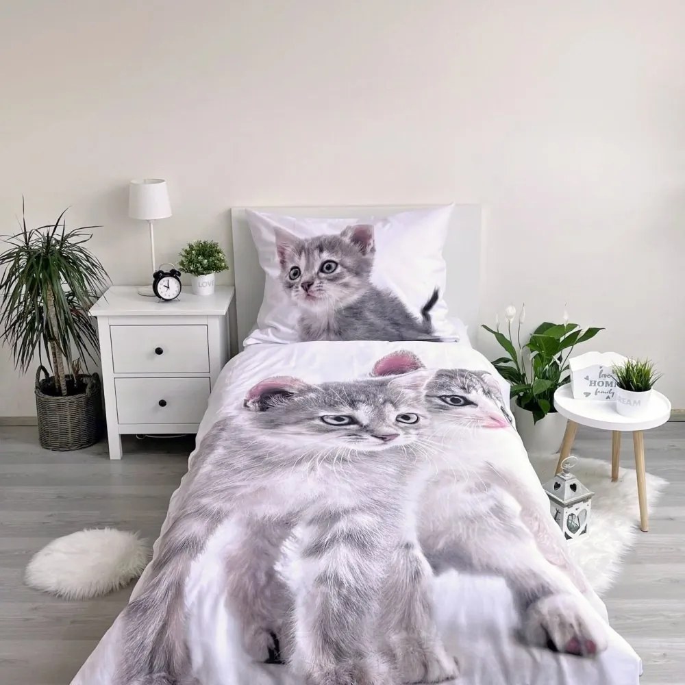 Bavlnené posteľné obliečky Roztomilé mačiatka - 100% bavlna - 70x90 cm + 140x200 cm