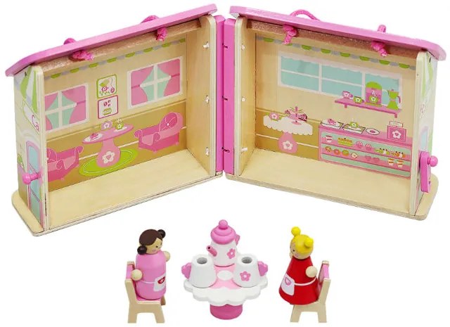 ISO Drevený prenosný domček pre bábiky, 6522