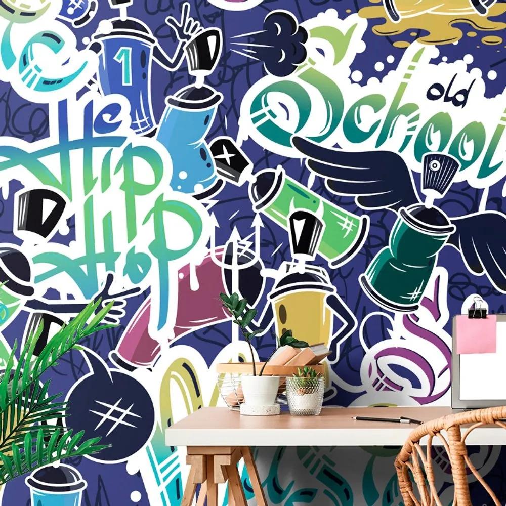 Samolepiaca tapeta veselý street art vo fialovom - 375x250