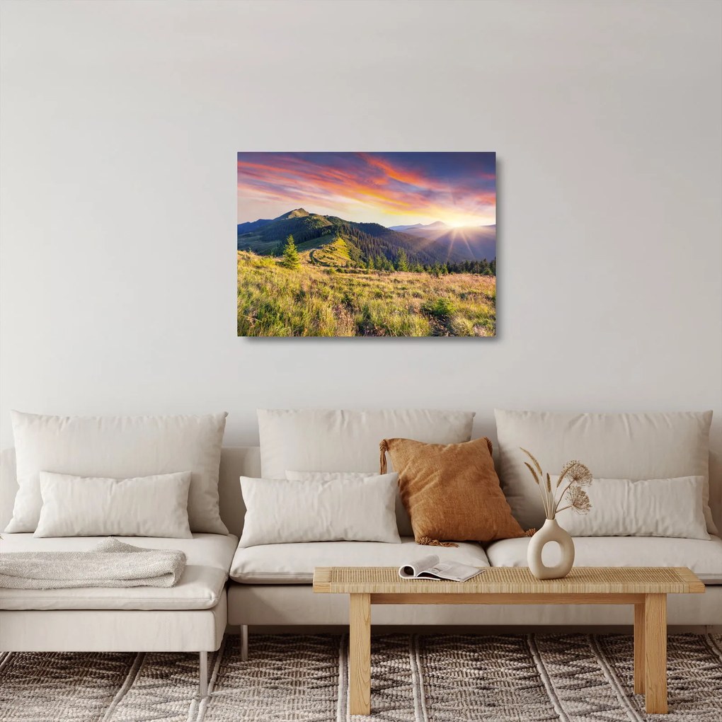 Sklenený obraz - Lesná krajina (70x50 cm)