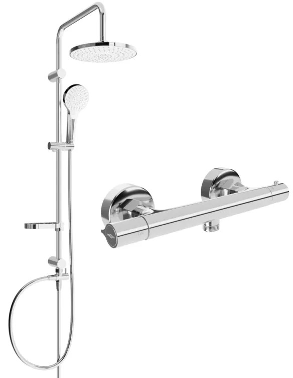 Mexen Erik, sprchový set s dažďovou sprchou a Slim termostatickou sprchovou batériou, chrómová, 77105205-00