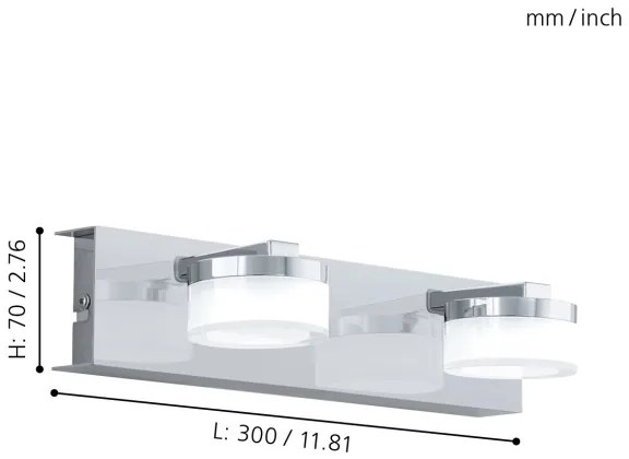 Eglo 96542-LED Stmievateľné kúpeľňové nástenné svietidlo ROMENDO 2xLED/7,2W/ IP44