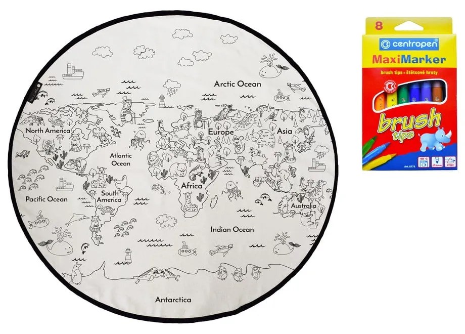 Vyfarbovací detský koberec Butter Kings Colouring World, ø 130 cm