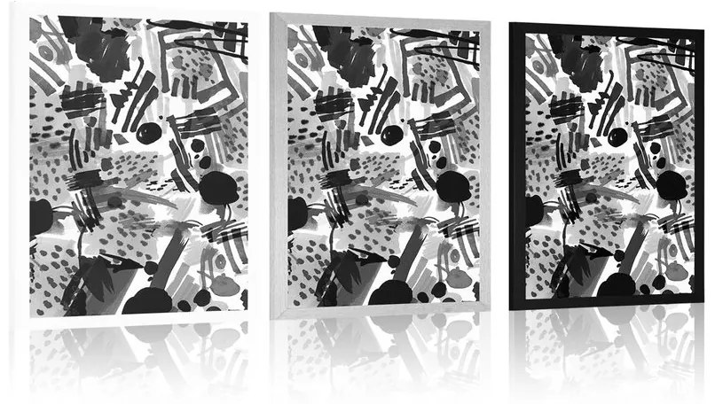 Plagát čiernobiela pop art abstrakcia - 30x45 silver