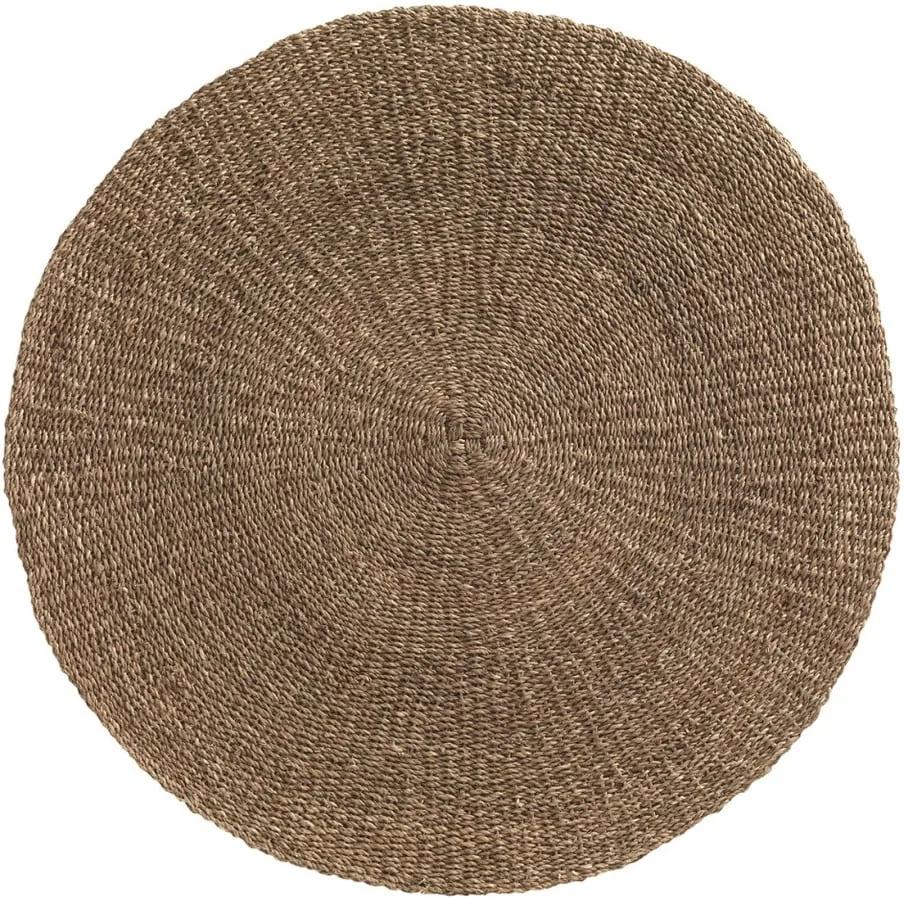Hnedý koberec z morských rias Geese Rustico Natura, ⌀ 150 cm