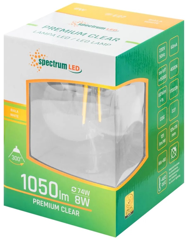 LED žiarovka GLOBE E-27 230V 8W neutrálna biela