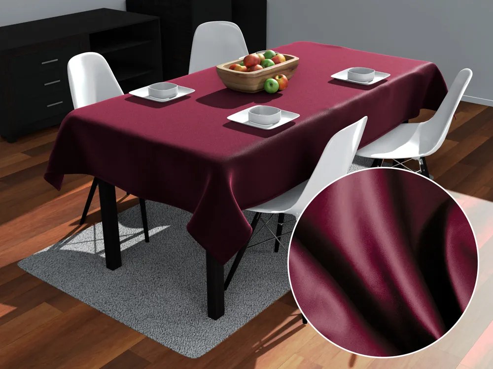 Biante Obdĺžnikový bavlněný saténový ubrus ST-004 Vínový 100x140 cm