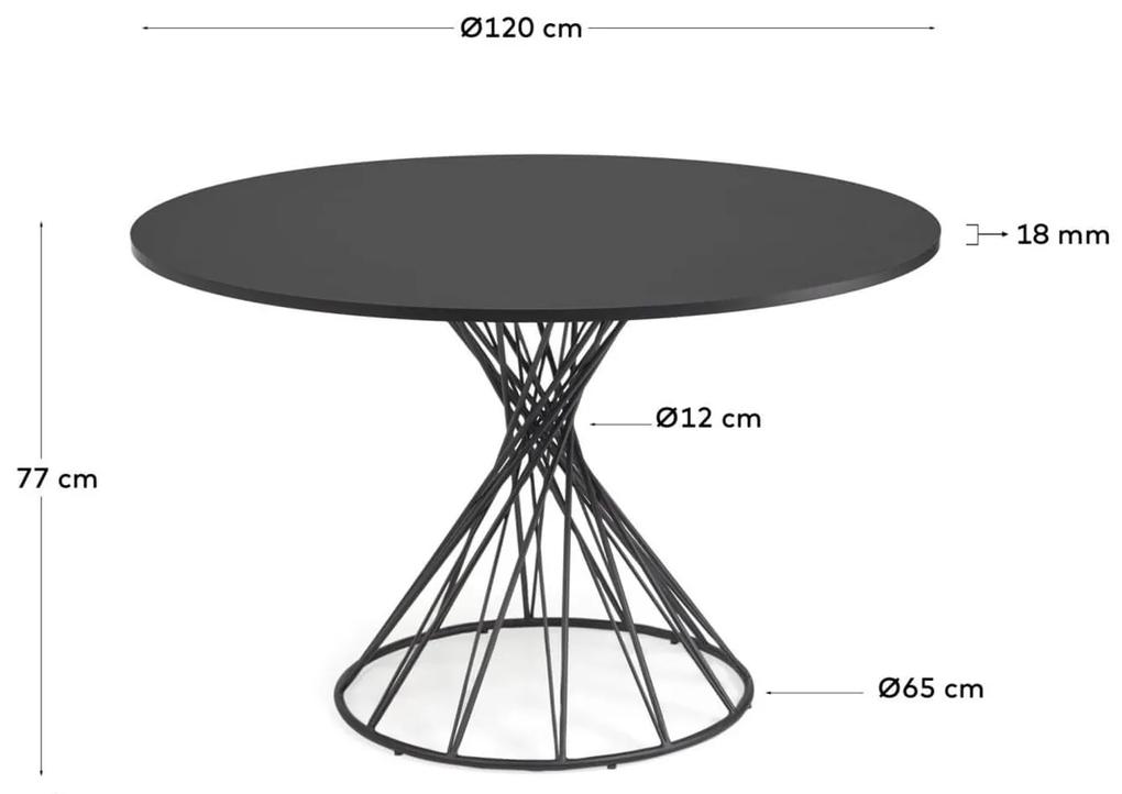 Jedálenský stôl tuni ø 120 cm čierny MUZZA