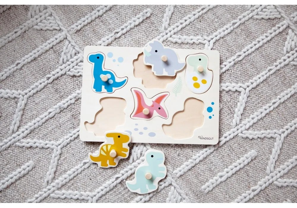 Drevené vkladacie puzzle (počet dielikov 6) Dinosaurs – Kindsgut