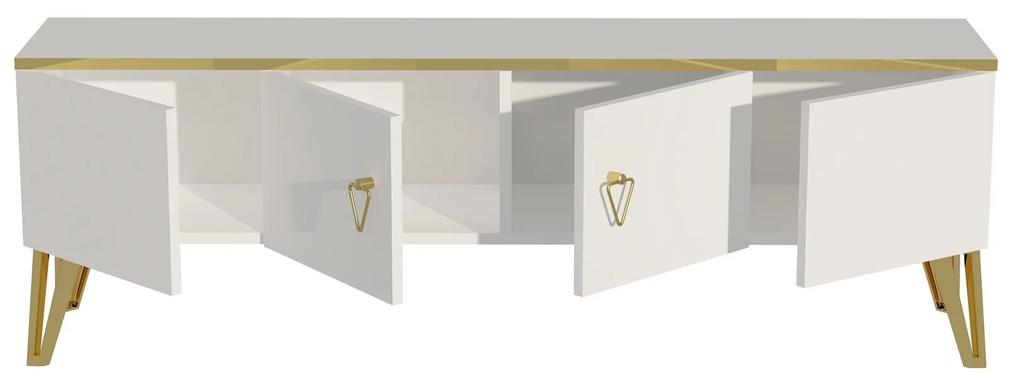 TV stolík/skrinka Capari (Biela + Zlatá). Vlastná spoľahlivá doprava až k Vám domov. 1072713