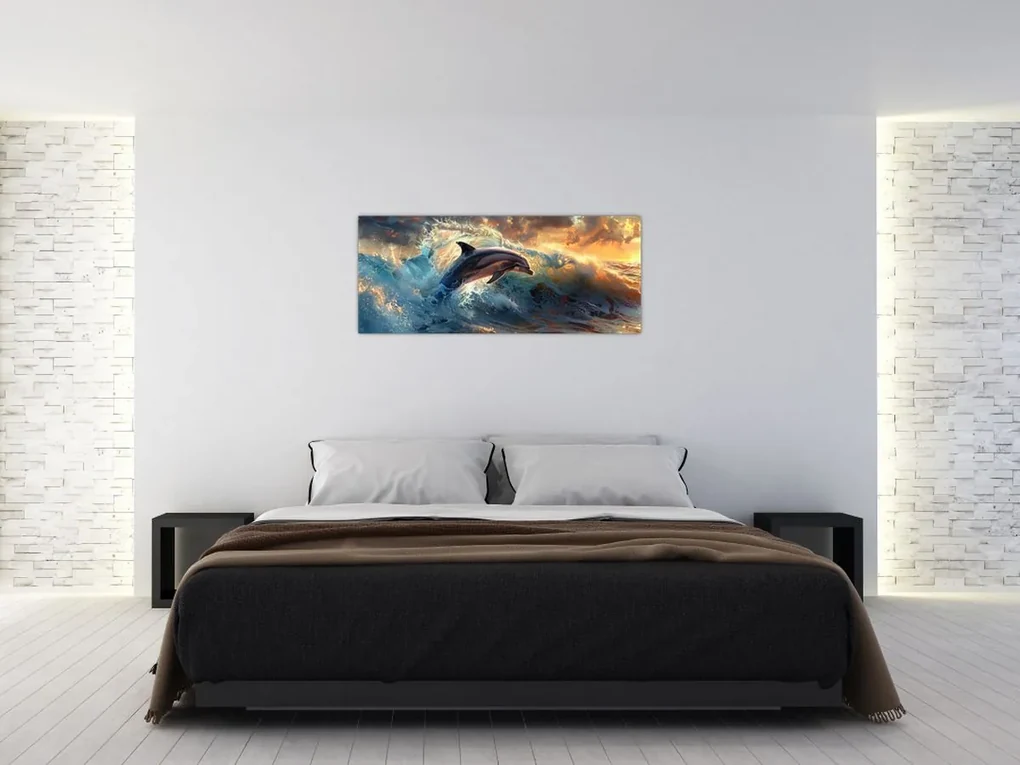 Obraz - Delfín, ilustrácie (120x50 cm)