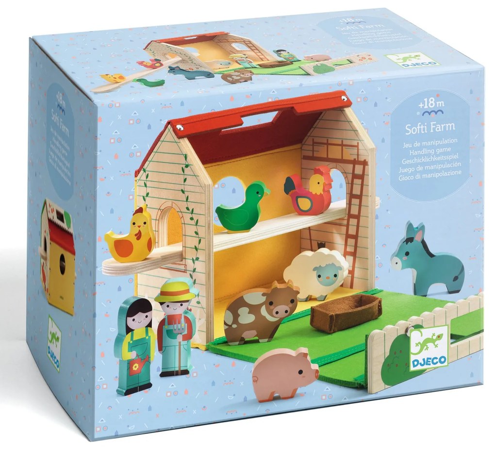 Prenosná drevená farma so zvieratkami