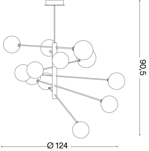 Ideal Lux - LED Luster na tyči EQUINOXE 12xG4/2W/230V pr. 124 cm chróm/číra
