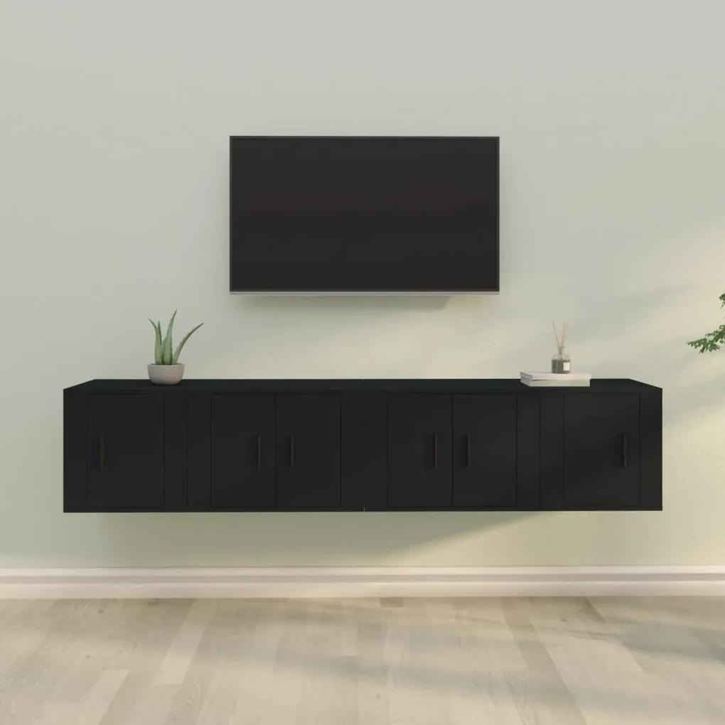 4-dielna súprava TV skriniek čierna spracované drevo 3188431