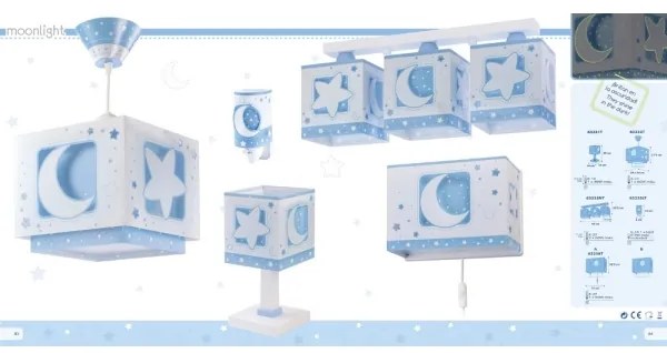 Dalber 63233NT - Detské stropné svietidlo MOONLIGHT 3xE27/60W/230V