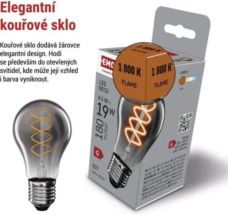 LED žiarovka DECO dymová A60 teplá biela