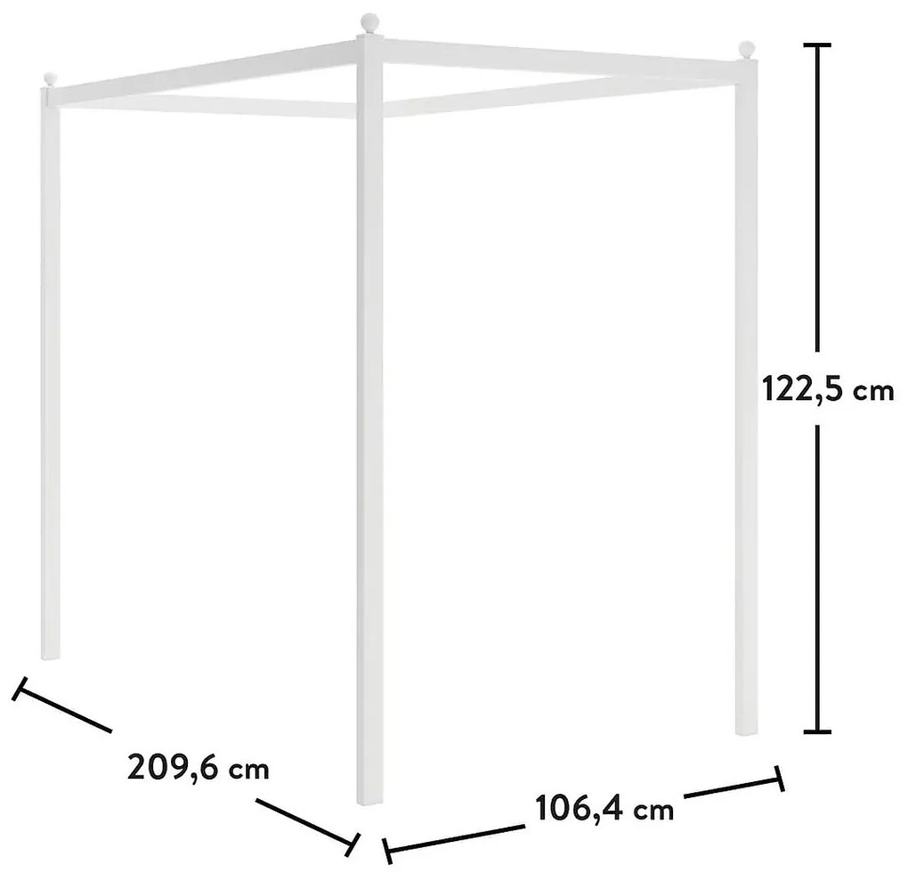 Posteľ 100x200cm s nebesami Ballerina - biela
