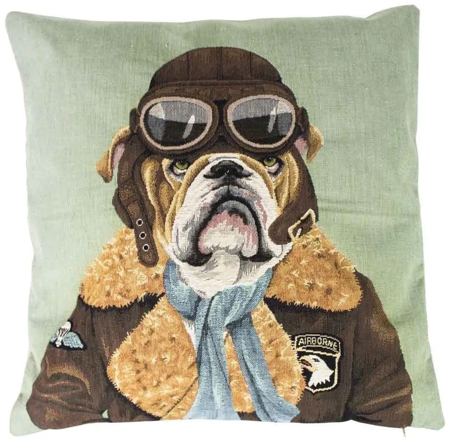 Gobelinový vankúš Buldok pilot - 45*15*45cm