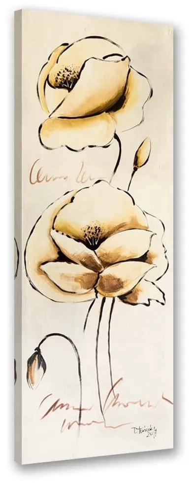 Gario Obraz na plátne Zlaté maľované kvety Rozmery: 30 x 90 cm