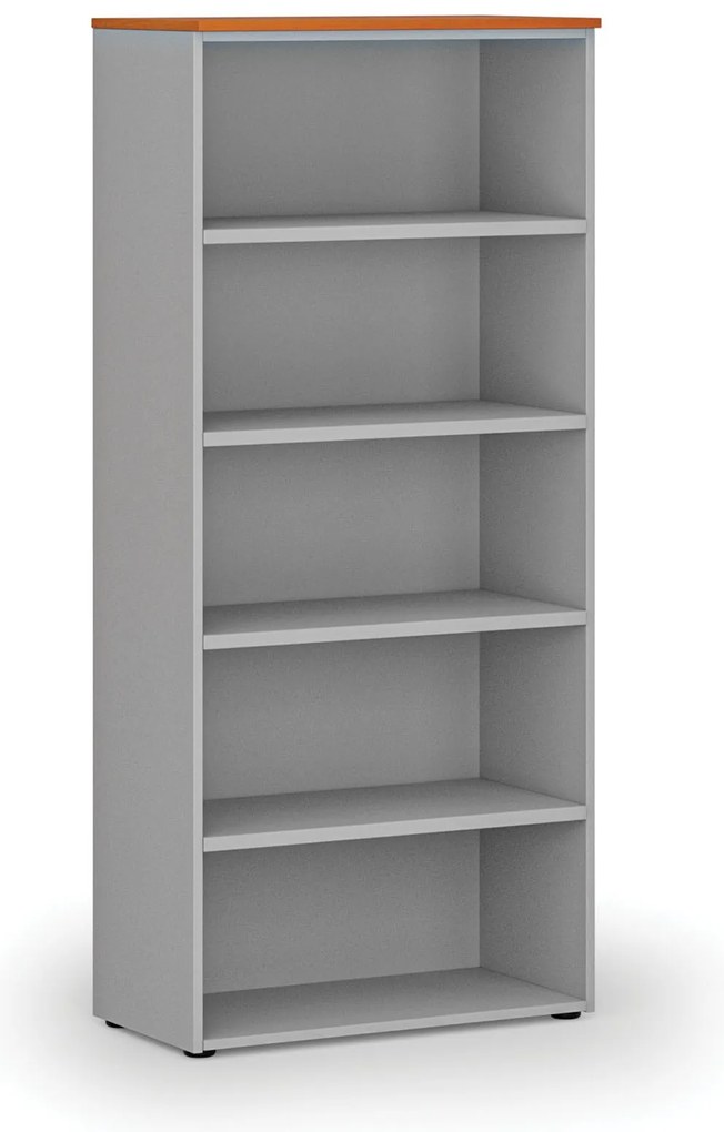Kancelársky regál PRIMO GRAY, 800 x 420 x 1781 mm, sivá/čerešňa