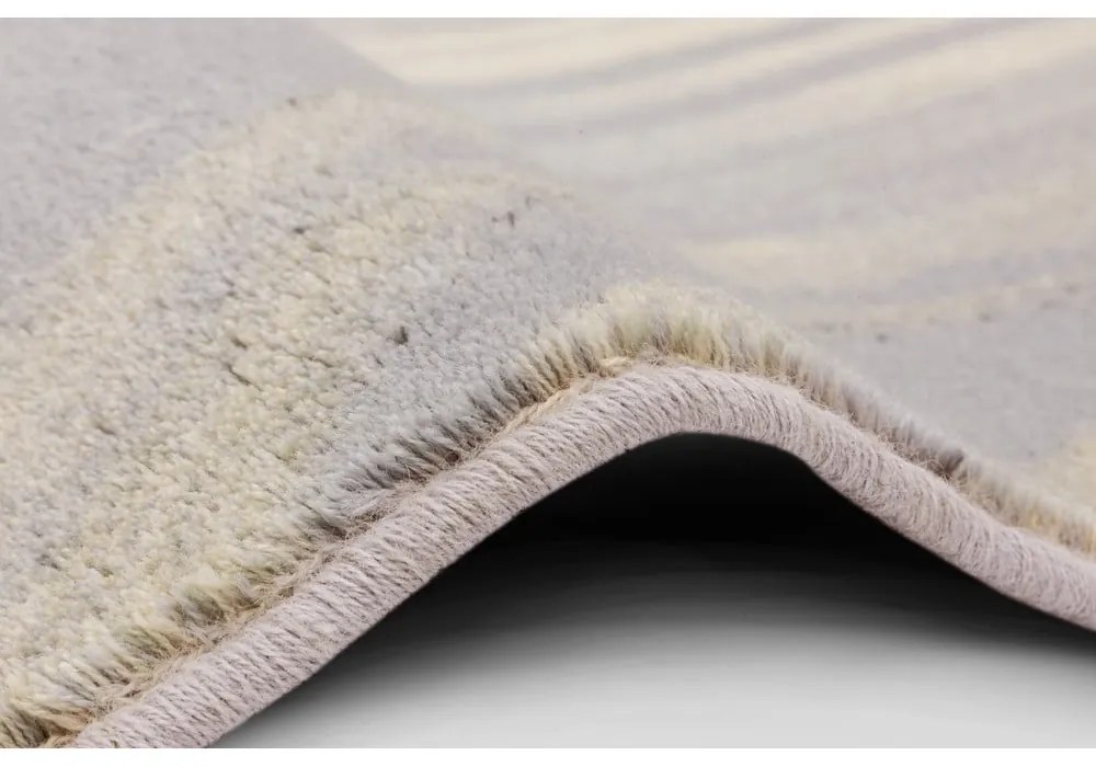 Krémovo-sivý vlnený koberec 133x180 cm Plants – Agnella