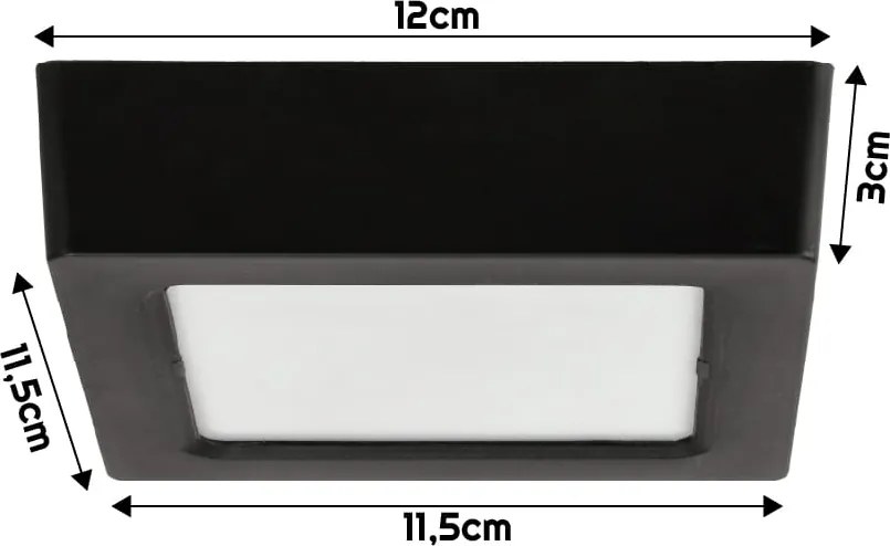 BERGE Štvorcový LED panel čierny - prisadený - 6W - PC - neutrálna biela