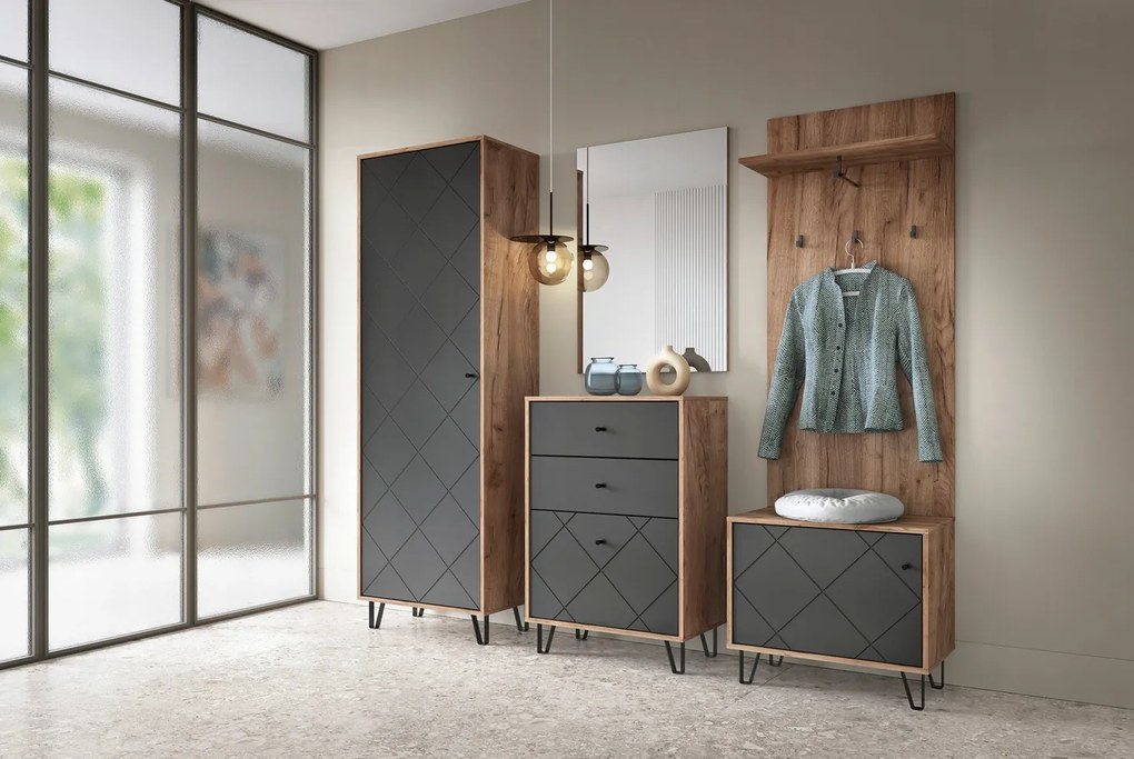 Predsieňová skriňa Bilbao 63,4 cm dub remeselný tabak/grafit