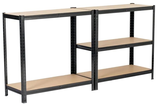 Set 2 kovových regálov 80x40x180 cm čierny