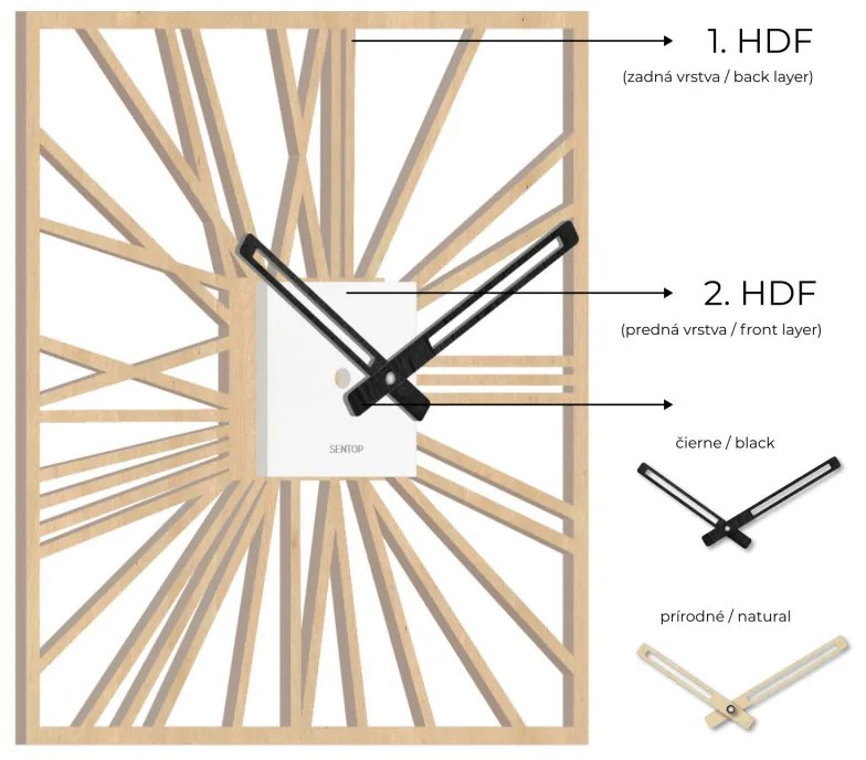 Drevené hodiny na stenu - Sentop | HDFK038 | javor