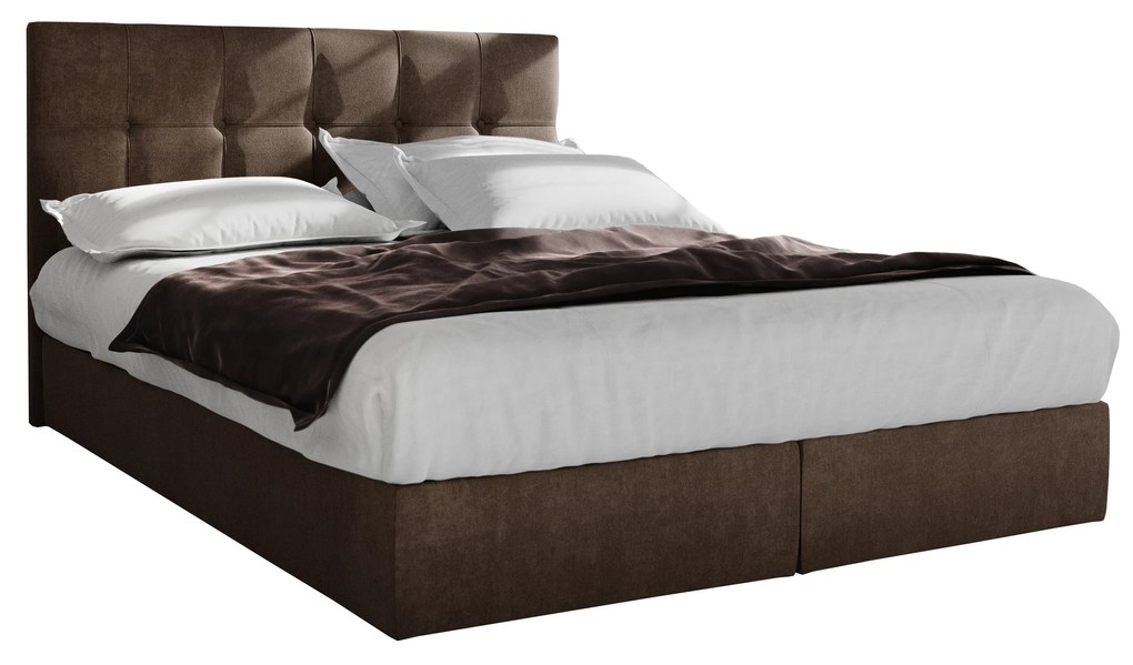 Manželská posteľ  Boxspring 180 cm Porto Comfort (tmavohnedá) (s matracom a úložným priestorom). Akcia -20%. Vlastná spoľahlivá doprava až k Vám domov. 1056311